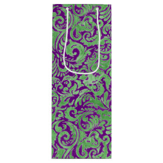 Sac Cadeau Pour Bouteille Batik floral vert pourpre