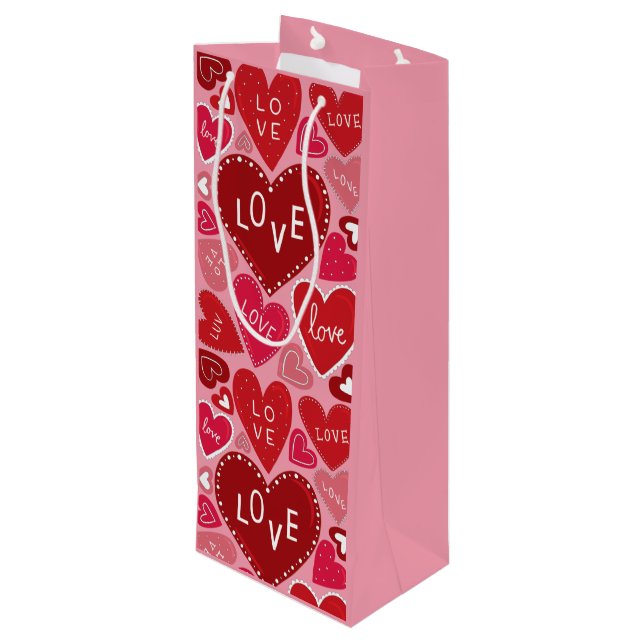 Sac Cadeau Pour Bouteille Beaucoup d'amour et de coeur Valentine (Dos Angle)