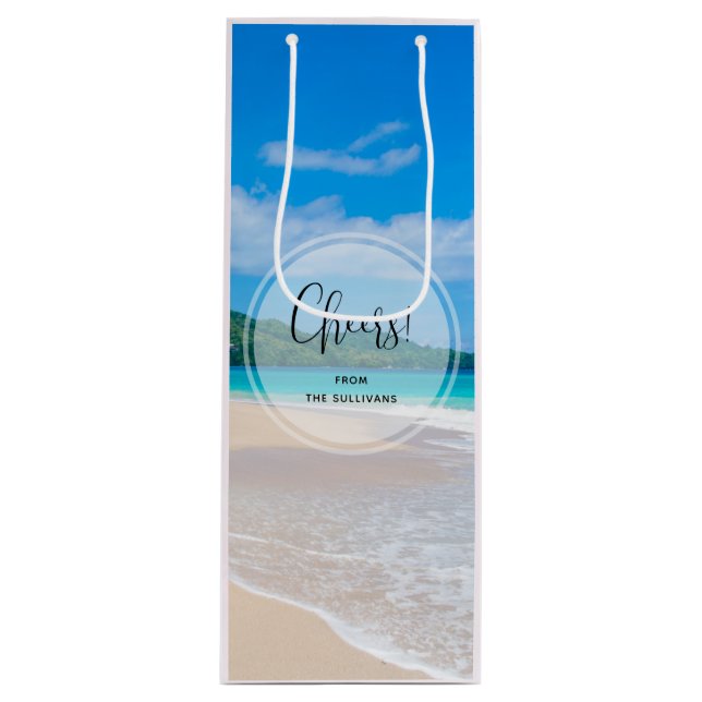 Sac Cadeau Pour Bouteille Belle Destination Tropicale Plage Pittoresque (Devant)