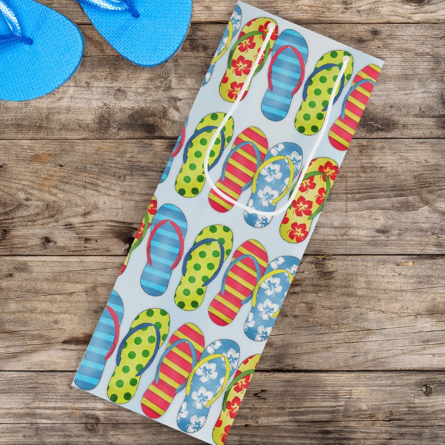 Sac Cadeau Pour Bouteille Belle tongs été Motif personnalisé (Créateur téléchargé)