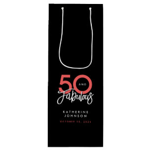 Sac Cadeau Pour Bouteille Black 50 et Fabulous Elegant 50e anniversaire