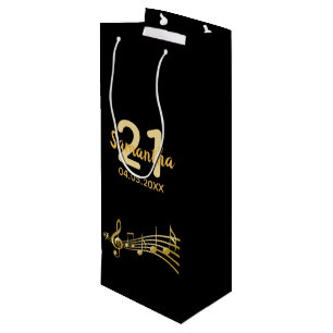 Sac Cadeau Pour Bouteille Black gold notes nom