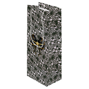 Sac Cadeau Pour Bouteille Black Pearl Lace et Bow