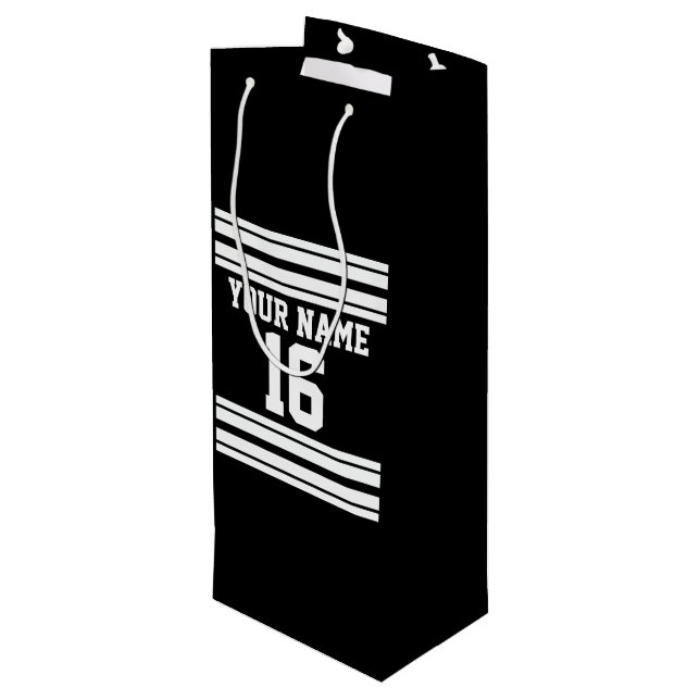Sac Cadeau Pour Bouteille Black White Team (Dos Angle)