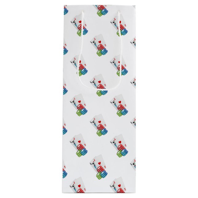 Sac Cadeau Pour Bouteille Blackjack avec jetons de poker (Devant)