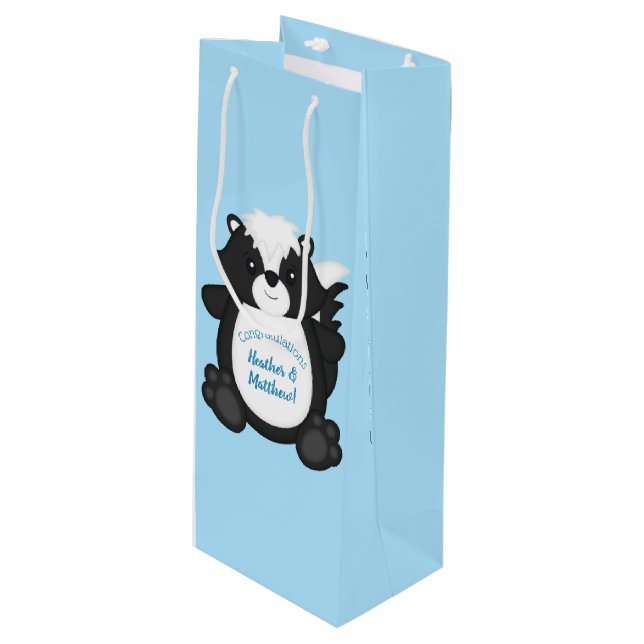 Sac Cadeau Pour Bouteille Bleu Baby shower (Devant Angle)