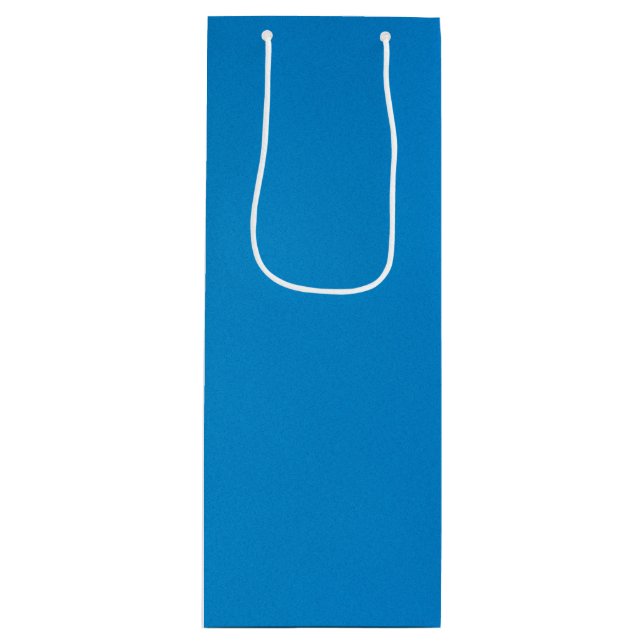 Sac Cadeau Pour Bouteille Bleu cérulean clair avec texture granuleuse (Devant)