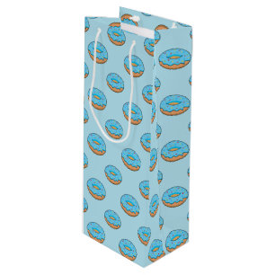 Sac Cadeau Pour Bouteille Bleu givré avec dessin à arroser