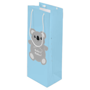 Sac Cadeau Pour Bouteille Blue Koala Bear Baby shower