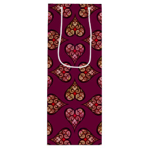 Sac Cadeau Pour Bouteille Boho Damask Heart
