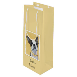 Sac Cadeau Pour Bouteille Boston Terrier Peinture - Cute Original Chien Art