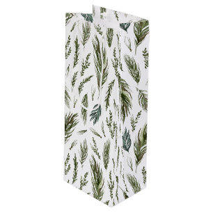 Sac Cadeau Pour Bouteille Botanique de forêt simple Aquarelle Noël