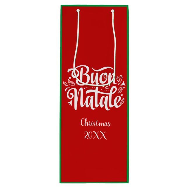 Sac Cadeau Pour Bouteille Bouon personnalisé Natale Italien Joyeux Noël (Devant)