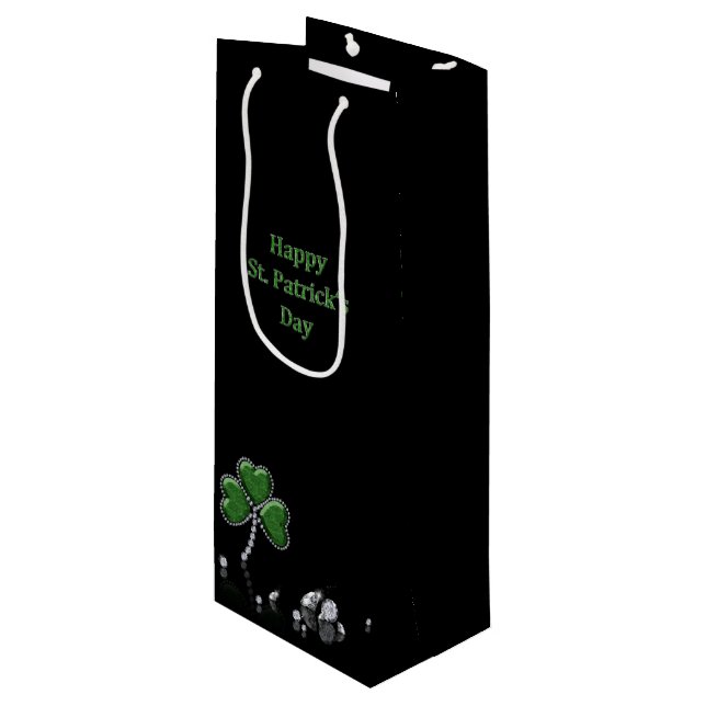 Sac Cadeau Pour Bouteille Brilliant Happy St. Patrick's Day Diamonds (Devant Angle)
