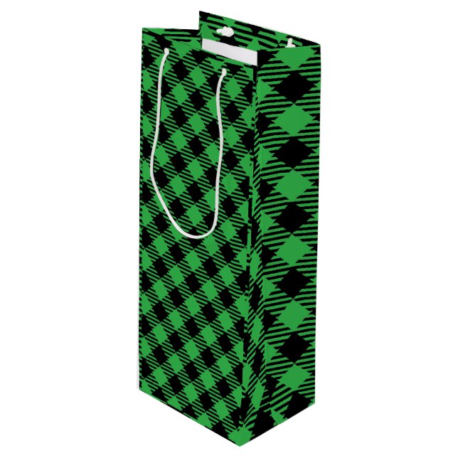 Sac Cadeau Pour Bouteille Buffle personnalisé Plaid (Devant Angle)