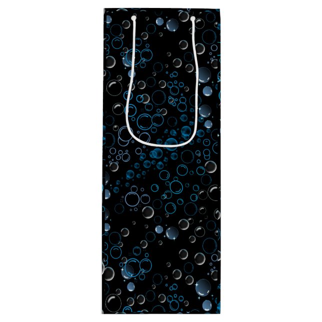 Sac Cadeau Pour Bouteille Bulles motif 01 Black BG (Devant)