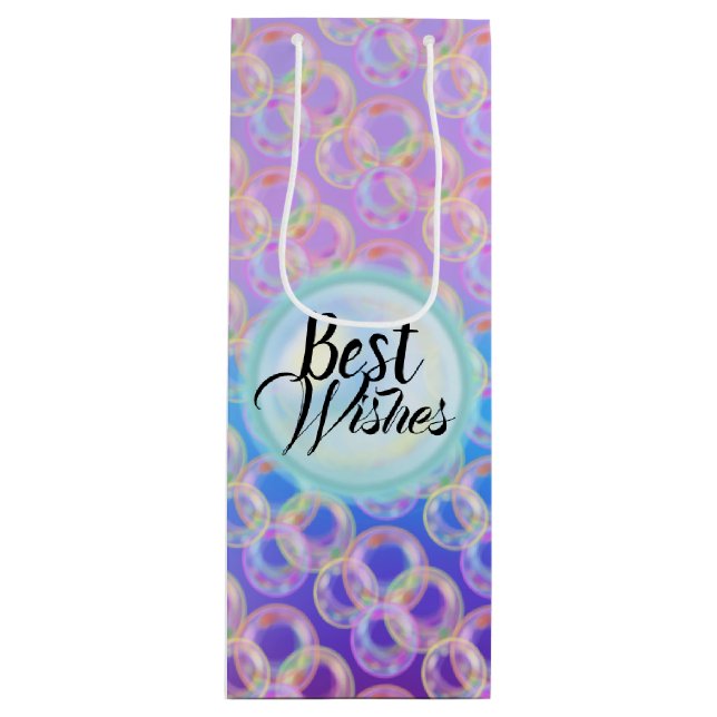 Sac Cadeau Pour Bouteille Bulles Rainbow Wine Meilleurs voeux Anniversaire (Devant)