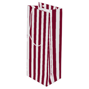 Sac Cadeau Pour Bouteille Burgundy et blanc rayures de bonbons