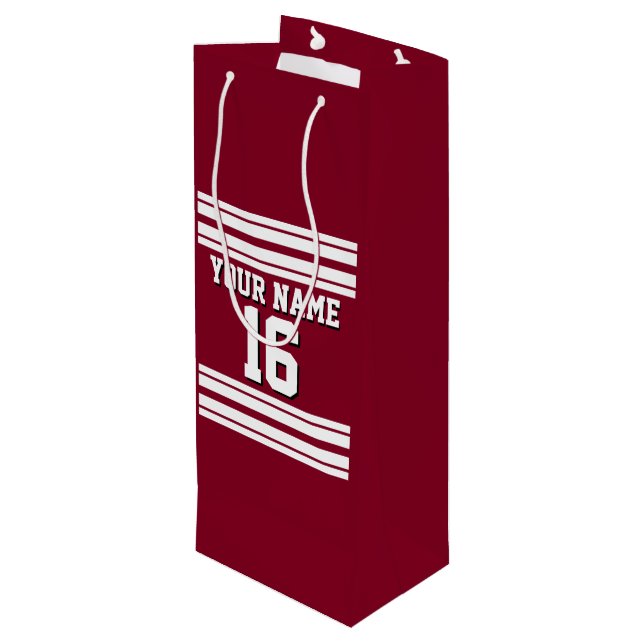 Sac Cadeau Pour Bouteille Burgundy White Team Jersey Custom (Dos Angle)