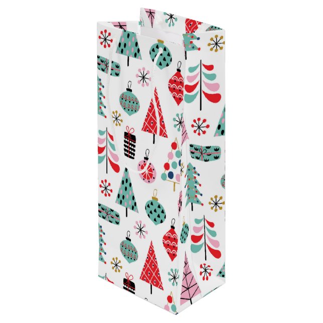 Sac Cadeau Pour Bouteille Cadeau d'hôtesses de Noël. Motif de l'arbre de vac (Dos Angle)