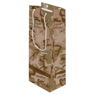 Sac Cadeau Pour Bouteille Cailloux du Camouflage du désert, Votre nom, Perso