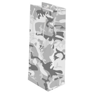 Sac Cadeau Pour Bouteille Camouflage Neige Hivernale Gris, Militaire, Armée