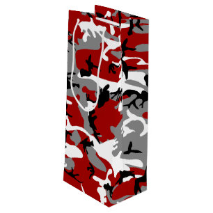 Sac Cadeau Pour Bouteille Camouflage rouge et gris, Militaire, Armée