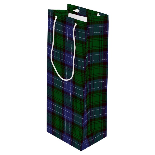 Sac Cadeau Pour Bouteille Campbell Tartan Green Plaid (Devant Angle)