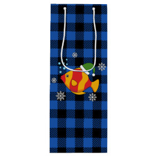 Sac Cadeau Pour Bouteille Caricature de poisson tropical de Noël sur le Moti