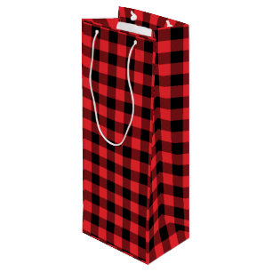 Sac Cadeau Pour Bouteille Carreaux Rouge Noir Buffalo