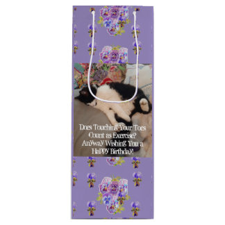 Sac Cadeau Pour Bouteille Carte d'anniversaire Chat Smoking Touchant les Ort