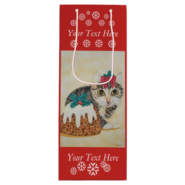 Sac Cadeau Pour Bouteille chaton gris mignon boudin pour Noël (Devant)