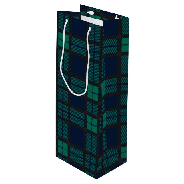 Sac Cadeau Pour Bouteille Chèque de Noël Tartan Clan Blackwatch Plaid (Devant Angle)