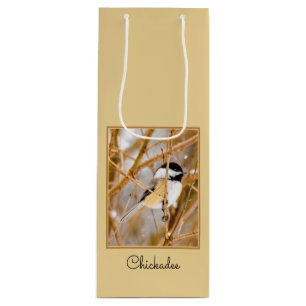 Sac Cadeau Pour Bouteille Chickadee au plafond noir - Photo originale