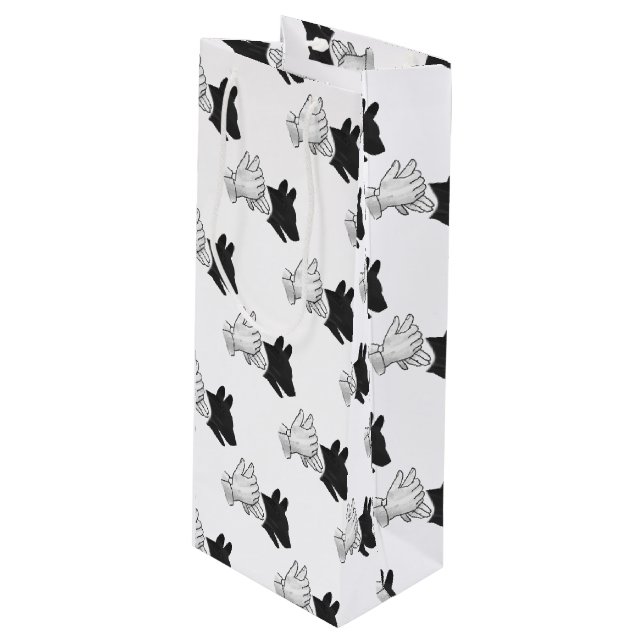 Sac Cadeau Pour Bouteille Chien Silhouette main (Devant Angle)