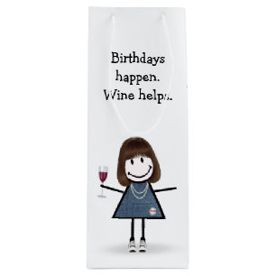 Sac Cadeau Pour Bouteille Chiffre d'anniversaire fille avec vin