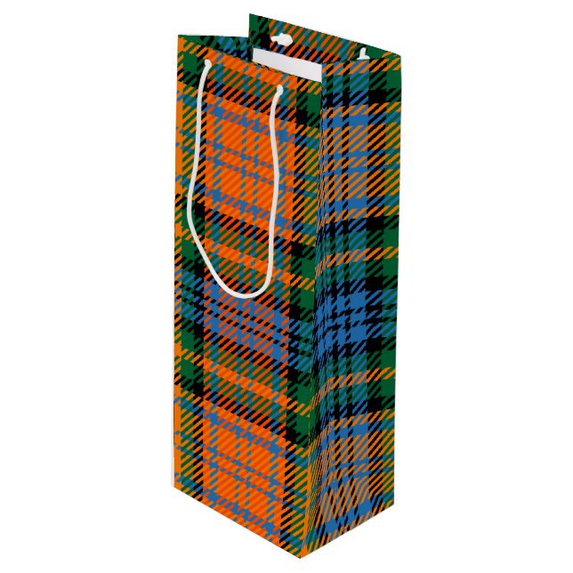 Sac Cadeau Pour Bouteille Christmas Tartan Clan Murray Orange Plaid (Devant Angle)