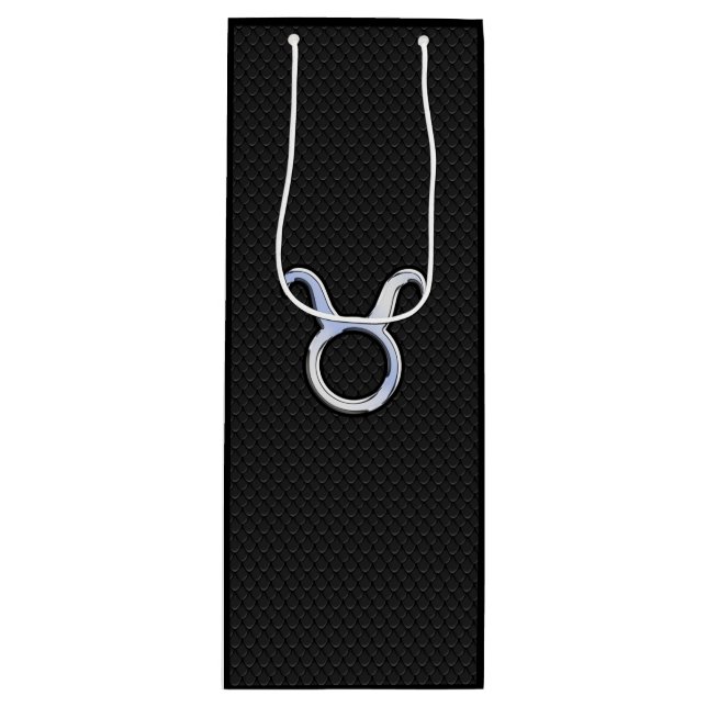 Sac Cadeau Pour Bouteille Chrome moderne comme Taurus signe Zodiac (Devant)