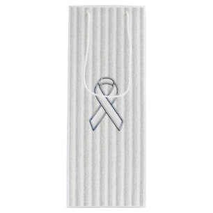 Sac Cadeau Pour Bouteille Chrome White Ribbon Sensibilisation dans les bande