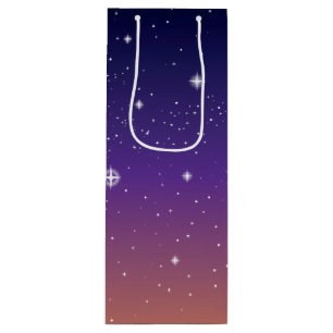 Sac Cadeau Pour Bouteille Ciel étoilé de coucher de soleil violet et or