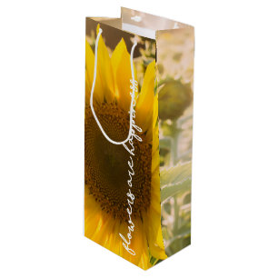 Sac Cadeau Pour Bouteille Citation tournesol "les fleurs sont le bonheur"
