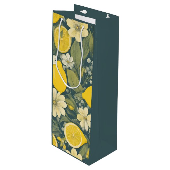 Sac Cadeau Pour Bouteille citron vintage (Devant Angle)