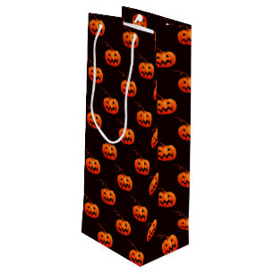 Sac Cadeau Pour Bouteille Citrouille D'Halloween, Citrouille Orange Trou Ou 