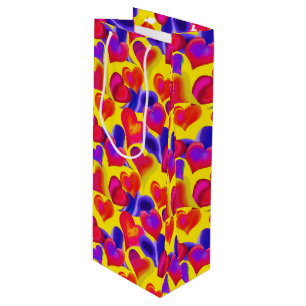 Sac Cadeau Pour Bouteille Coeurs peints lumineux Saint Valentin