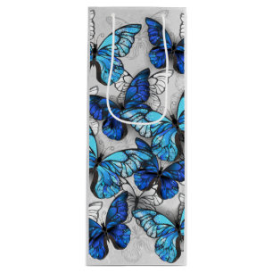 Sac Cadeau Pour Bouteille Composition of White and Blue Butterflies