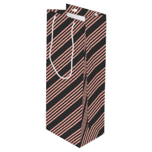 Sac Cadeau Pour Bouteille Corail et charbon de bois cinq bandes motif