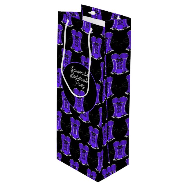 Sac Cadeau Pour Bouteille Corset Violet Flirt  (Devant Angle)