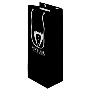 Sac Cadeau Pour Bouteille Costume Tuxedo Noir - Proposition de fabricant