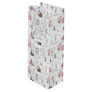 Sac Cadeau Pour Bouteille Cosy Home Christmas Pink ID985