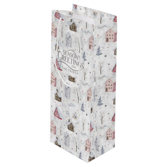 Sac Cadeau Pour Bouteille Cosy Home Christmas Pink ID985 (Devant Angle)
